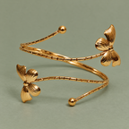 Pankhuri Twin Petal Gold-Tone Arm Cuff | MyJhumki