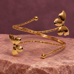 Pankhuri Twin Petal Gold-Tone Arm Cuff | MyJhumki