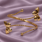 Pankhuri Twin Petal Gold-Tone Arm Cuff | MyJhumki