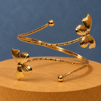 Pankhuri Twin Petal Gold-Tone Arm Cuff | MyJhumki