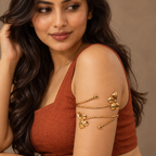 Pankhuri Twin Petal Gold-Tone Arm Cuff | MyJhumki