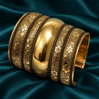 Rajika Floral Antique Gold-Tone Cuff | MyJhumki