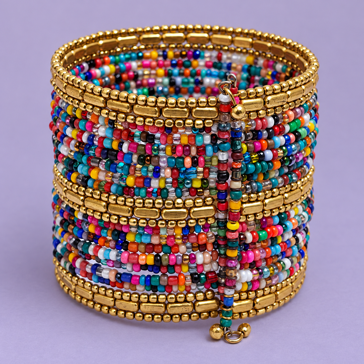 Rang Multicolour Beaded Bangle Cuff | MyJhumki