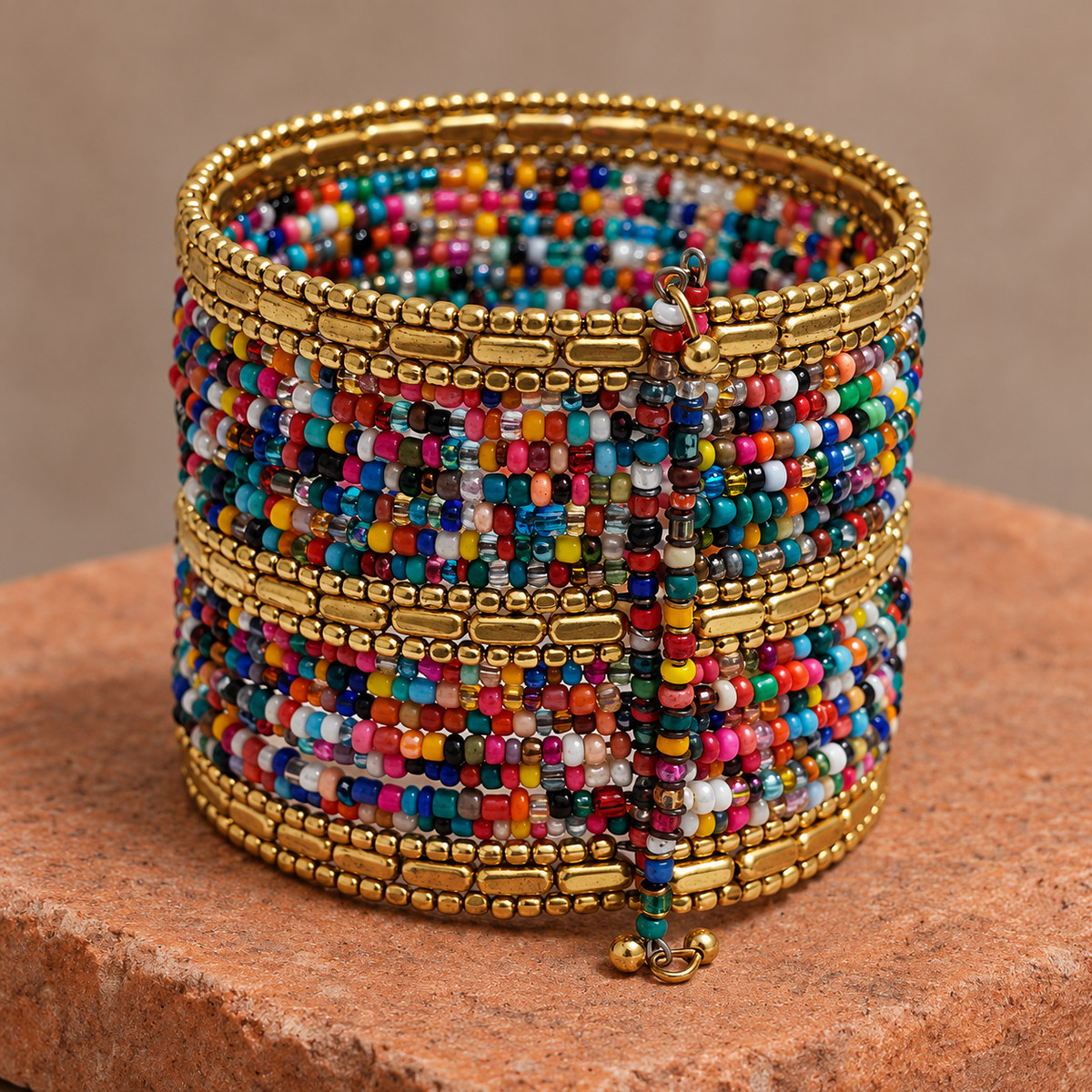Rang Multicolour Beaded Bangle Cuff | MyJhumki