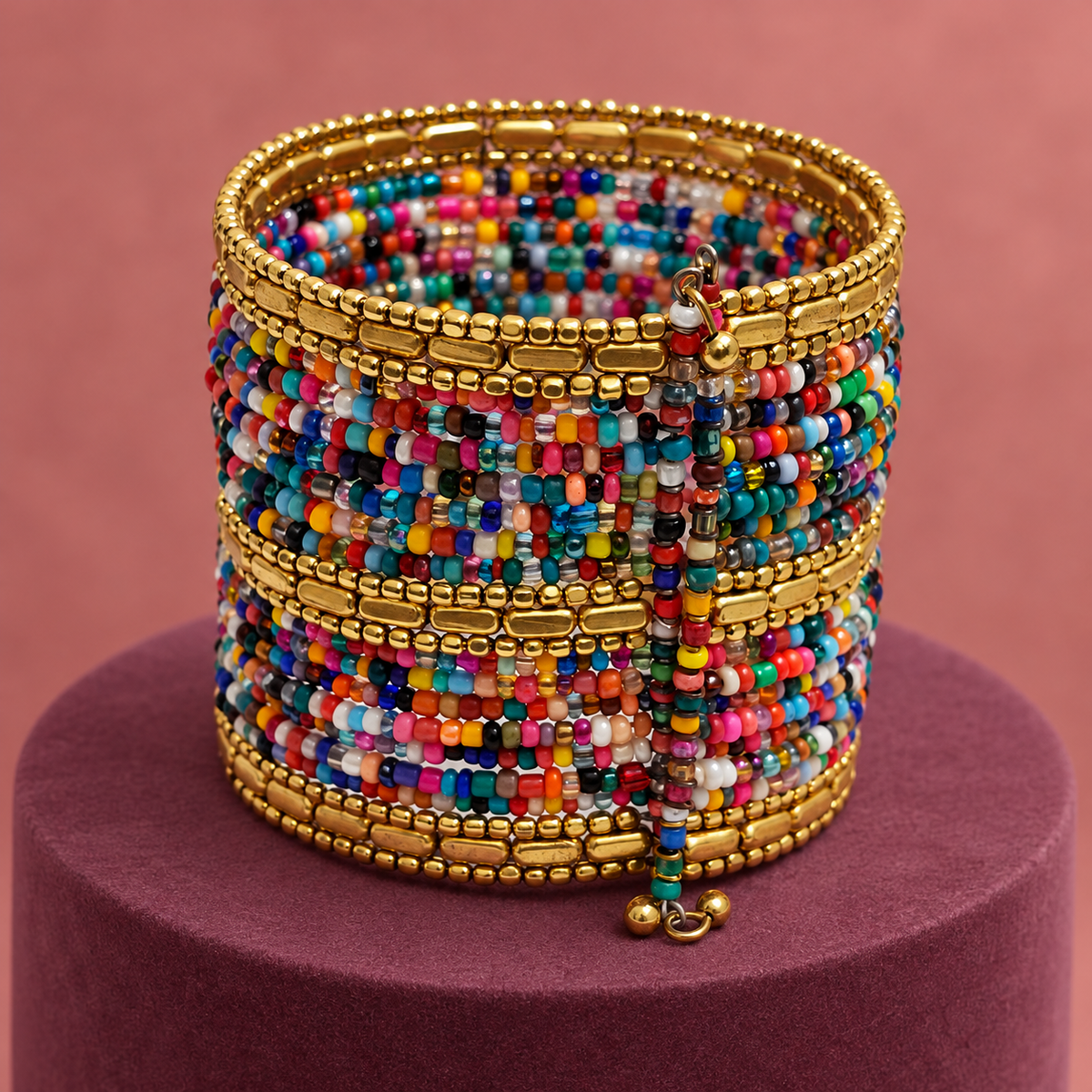 Rang Multicolour Beaded Bangle Cuff | MyJhumki