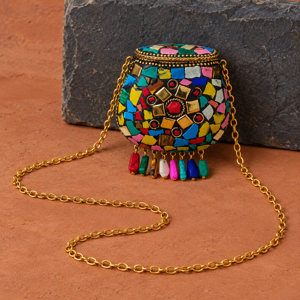 Rang Multicolour Mosaic Mini Purse | MyJhumki