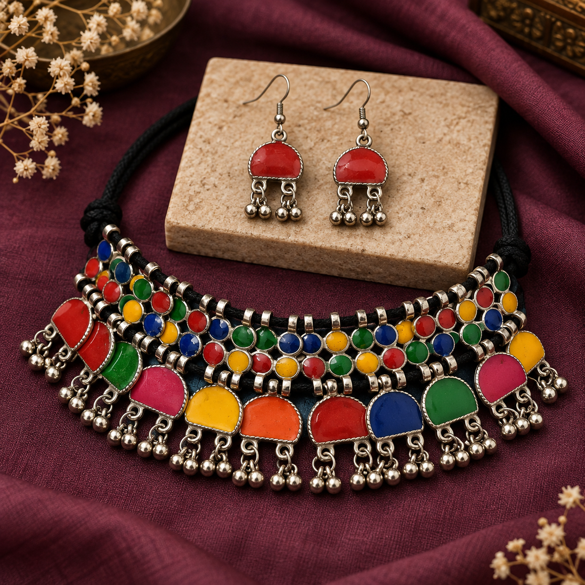 Rang Tarang Multicolour Ghungroo Choker Set | MyJhumki