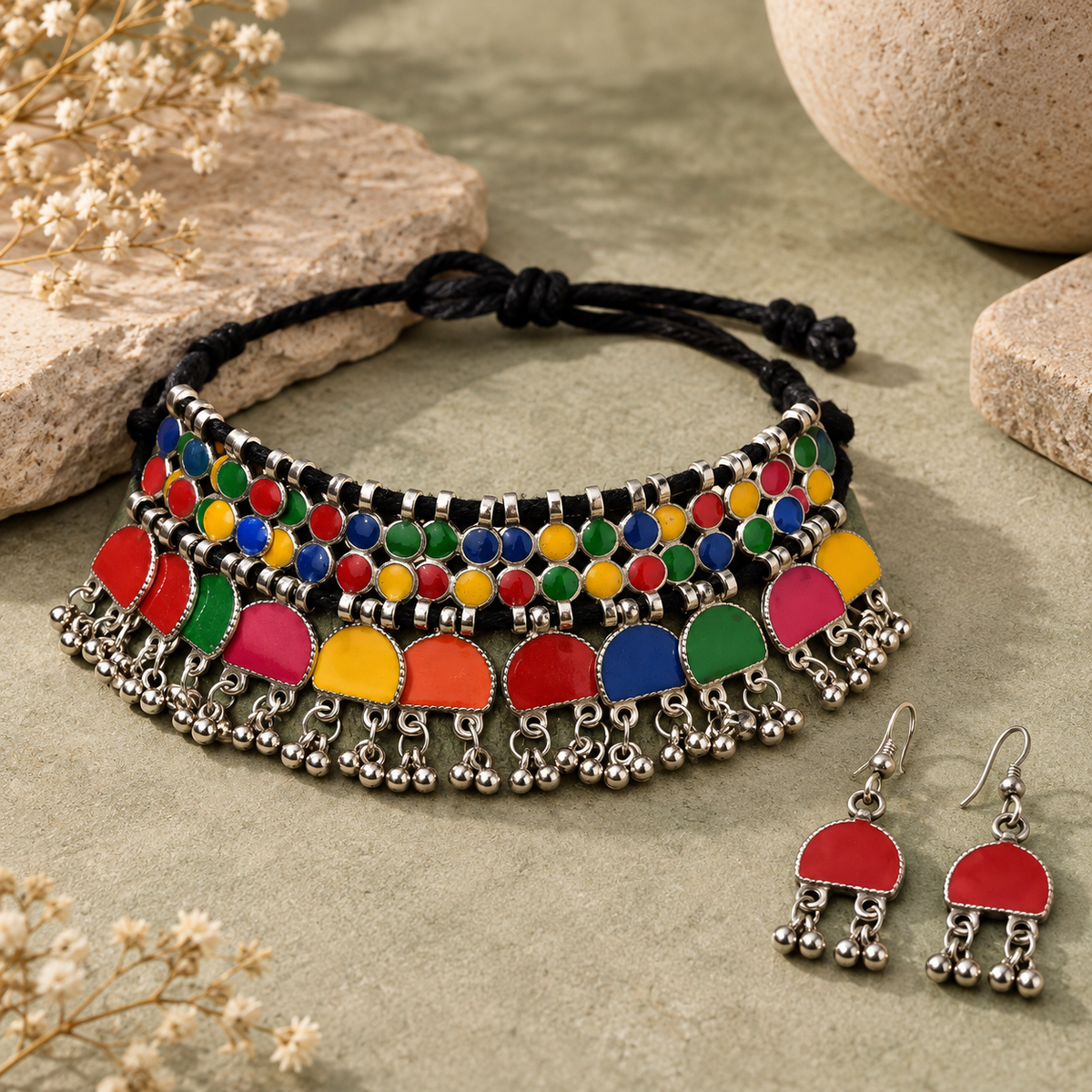 Rang Tarang Multicolour Ghungroo Choker Set | MyJhumki