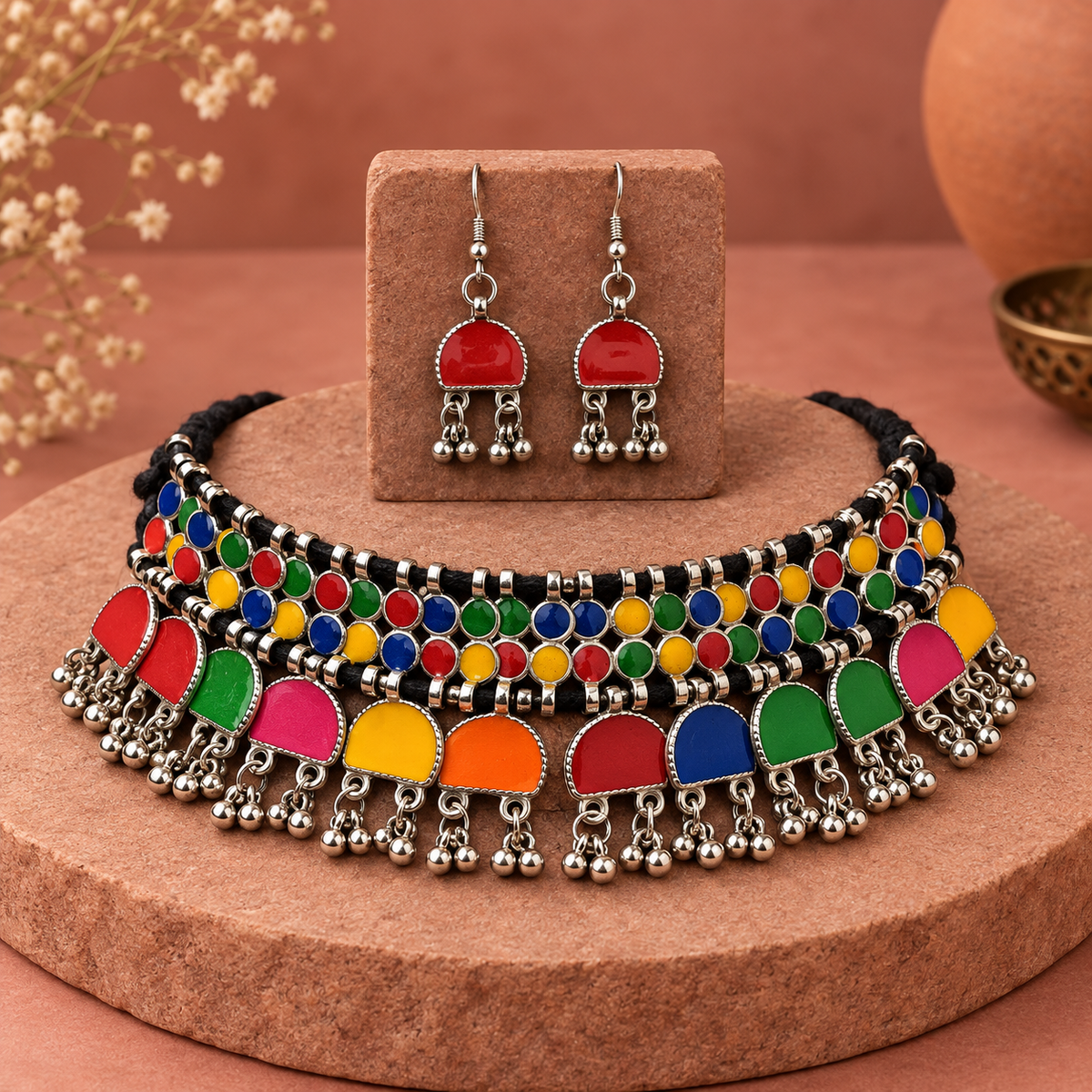 Rang Tarang Multicolour Ghungroo Choker Set | MyJhumki