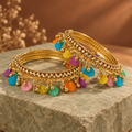 Rangini Multicolour Charm Gold-Tone Bangles – Set of 2 | MyJhumki