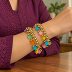 Rangini Multicolour Charm Gold-Tone Bangles – Set of 2 | MyJhumki