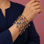 Rangjhan Multicolour Silver-Tone Kashmiri Bangles – Set of 8 | MyJhumki
