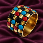 Rangoli Four-Row Multicolour Gold-Tone Bangle | MyJhumki