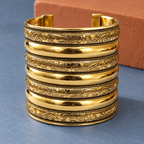 Rekha Seven-Row Floral Antique Gold-Tone Cuff | MyJhumki