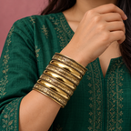 Rekha Seven-Row Floral Antique Gold-Tone Cuff | MyJhumki