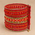 Ruh Red Beaded Bangle Cuff | MyJhumki