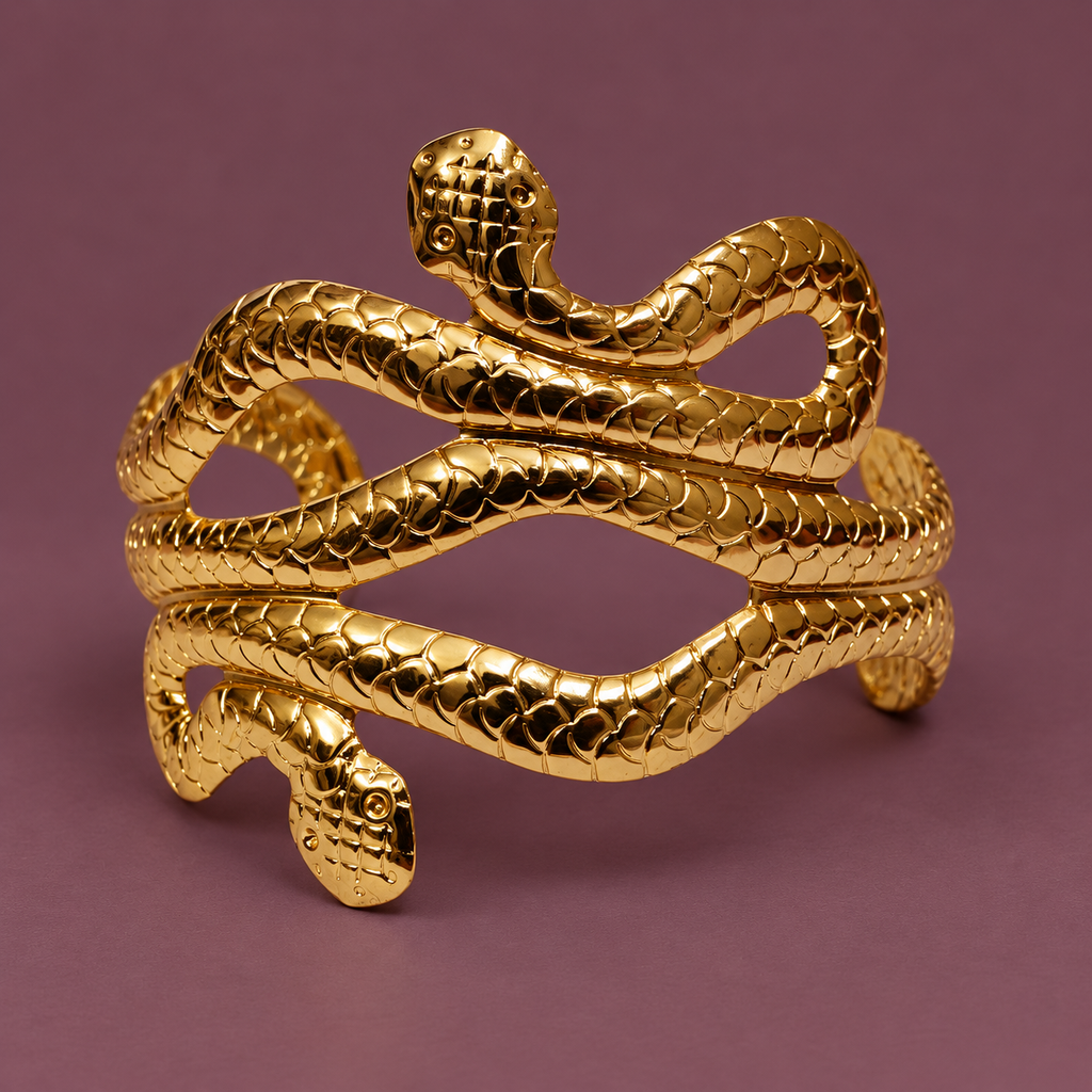 Serpina Snake Gold-Tone Openwork Cuff | MyJhumki
