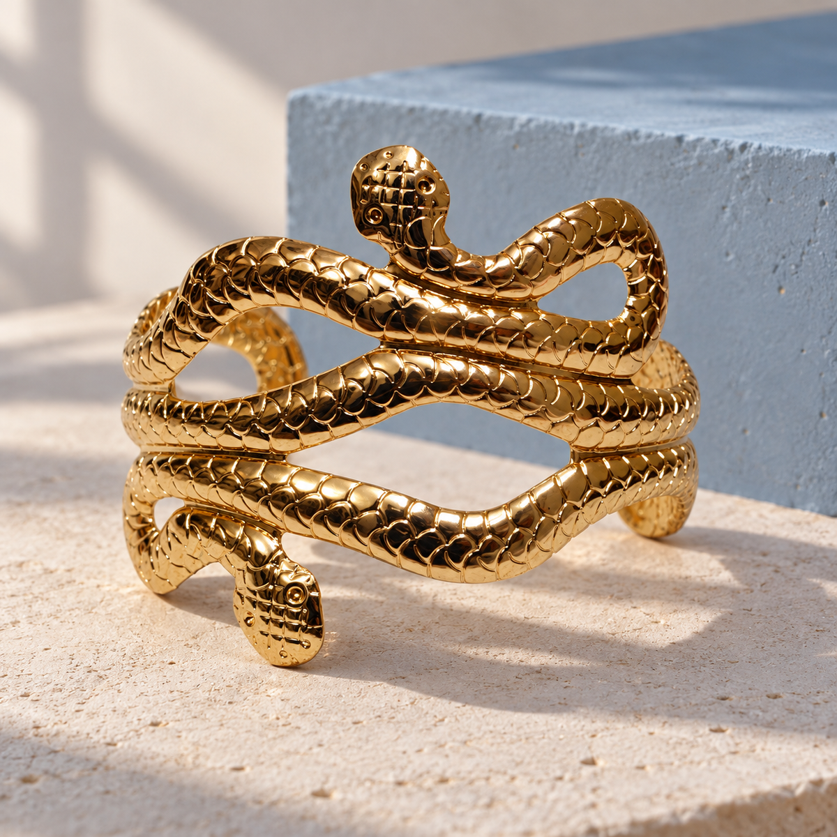 Serpina Snake Gold-Tone Openwork Cuff | MyJhumki