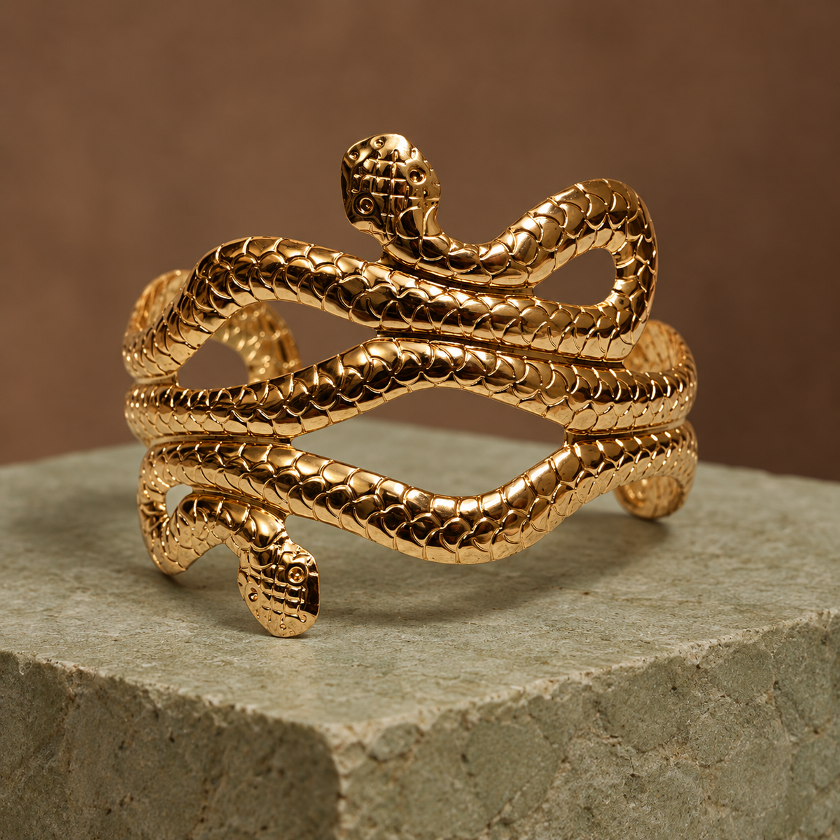 Serpina Snake Gold-Tone Openwork Cuff | MyJhumki