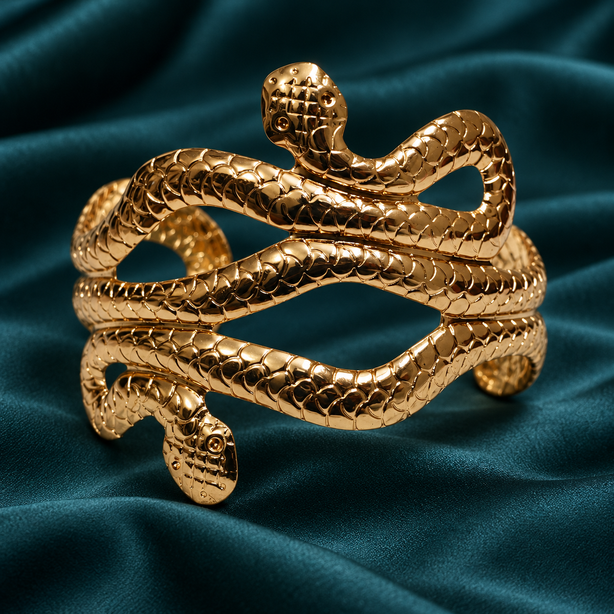 Serpina Snake Gold-Tone Openwork Cuff | MyJhumki