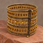 Sona Amber Gold Beaded Bangle Cuff | MyJhumki