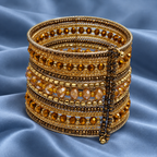 Sona Amber Gold Beaded Bangle Cuff | MyJhumki