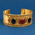 Tara Dark Green Red Accent Gold-Tone Cuff Bracelet | MyJhumki