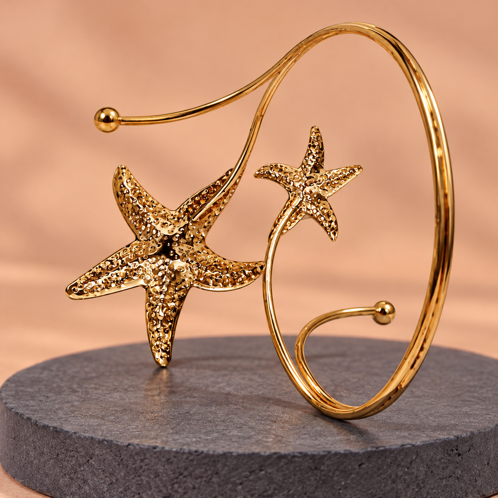 Tara Twin Starfish Gold-Tone Arm Cuff | MyJhumki