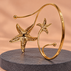 Tara Twin Starfish Gold-Tone Arm Cuff | MyJhumki