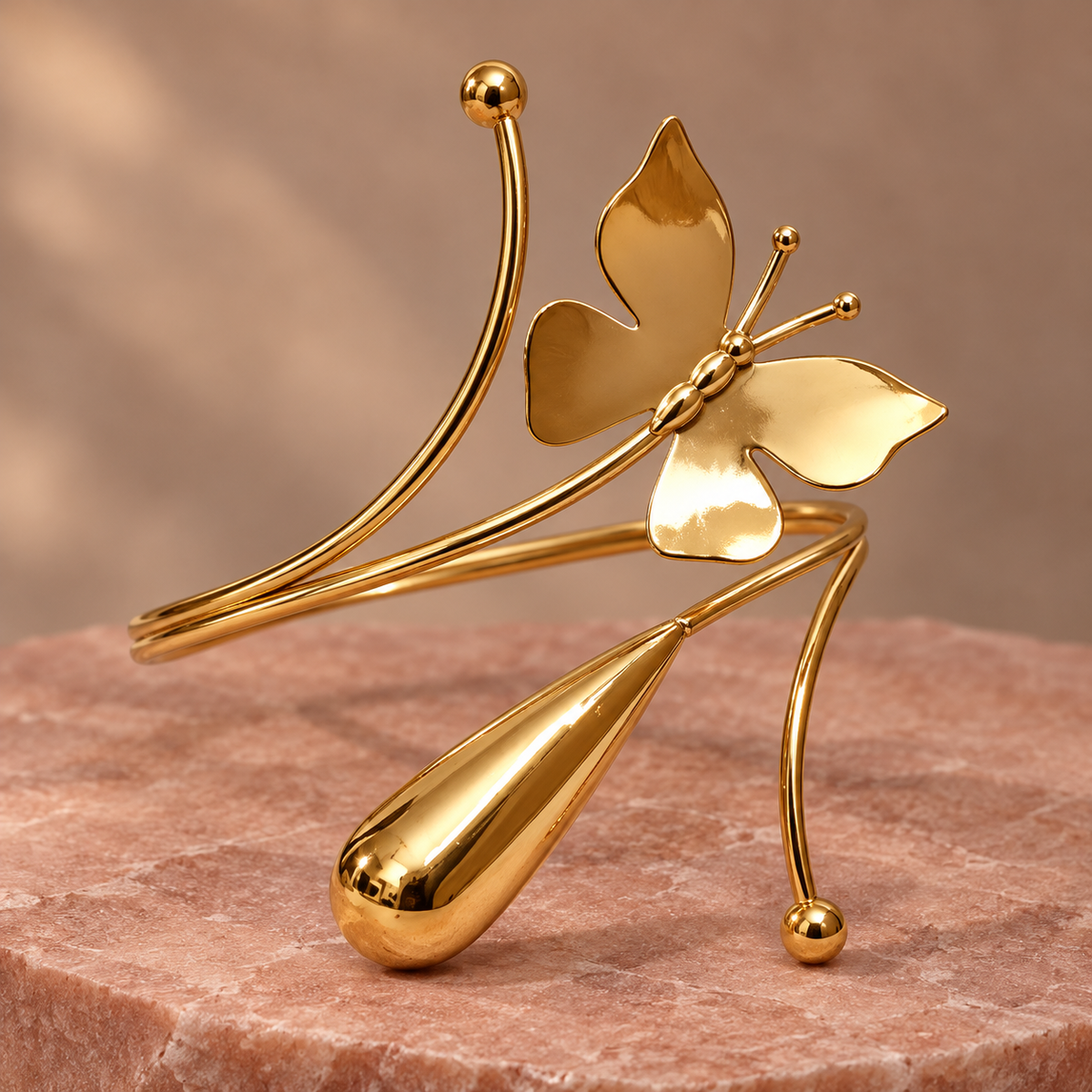Titli Butterfly Teardrop Gold-Tone Arm Cuff | MyJhumki
