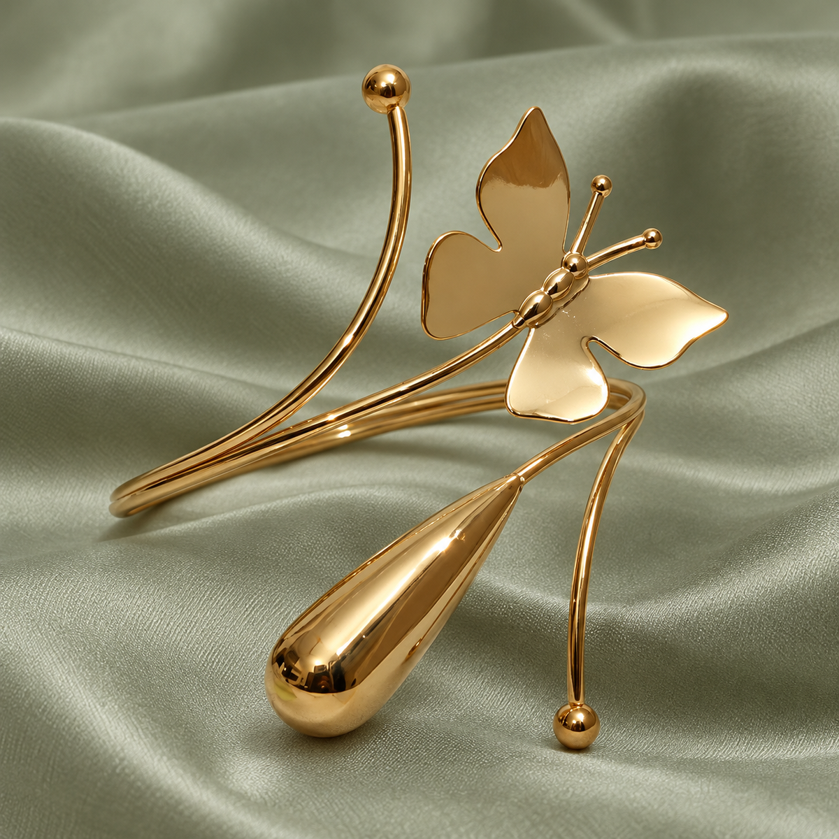 Titli Butterfly Teardrop Gold-Tone Arm Cuff | MyJhumki