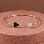 Tria Black Triangle Rose Gold-Tone Cuff Bracelet | MyJhumki