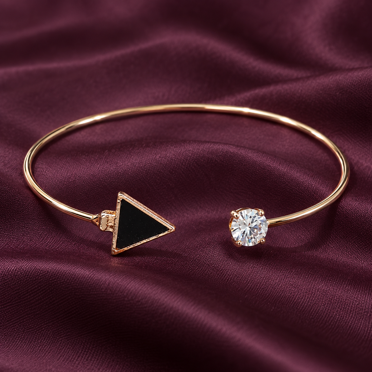 Tria Black Triangle Rose Gold-Tone Cuff Bracelet | MyJhumki