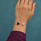 Tria Black Triangle Rose Gold-Tone Cuff Bracelet | MyJhumki