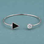 Tria Black Triangle Silver-Tone Cuff Bracelet | MyJhumki