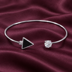 Tria Black Triangle Silver-Tone Cuff Bracelet | MyJhumki