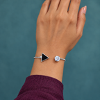 Tria Black Triangle Silver-Tone Cuff Bracelet | MyJhumki