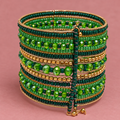 Vanya Green Beaded Bangle Cuff | MyJhumki