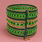 Vanya Green Beaded Bangle Cuff | MyJhumki