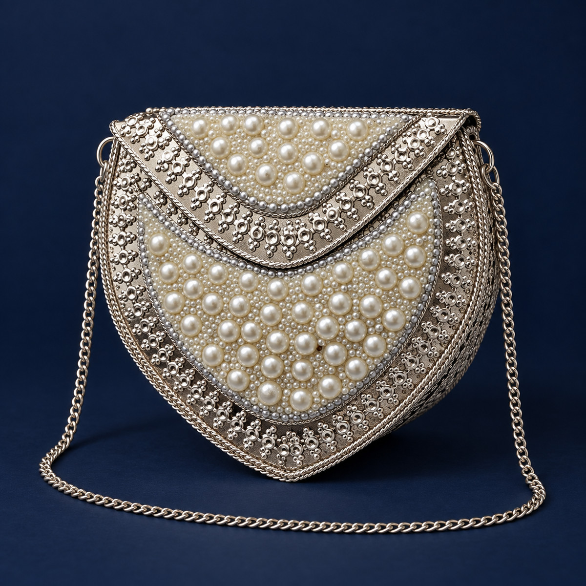 Aabha Pearl Shield Evening Purse | MyJhumki