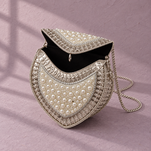 Aabha Pearl Shield Evening Purse | MyJhumki