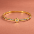 Aabha Teardrop Crystal Gold Bangle Bracelet | MyJhumki