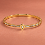 Aabha Teardrop Crystal Gold Bangle Bracelet | MyJhumki