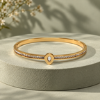 Aabha Teardrop Crystal Gold Bangle Bracelet | MyJhumki