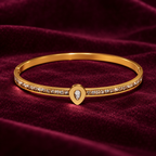 Aabha Teardrop Crystal Gold Bangle Bracelet | MyJhumki