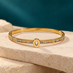 Aabha Teardrop Crystal Gold Bangle Bracelet | MyJhumki