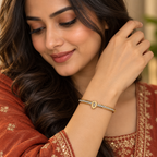 Aabha Teardrop Crystal Gold Bangle Bracelet | MyJhumki