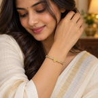 Aabha Teardrop Crystal Gold Bangle Bracelet | MyJhumki