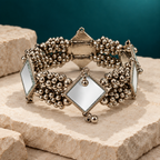 Aaina Oxidised Mirror Bead Bracelet | MyJhumki