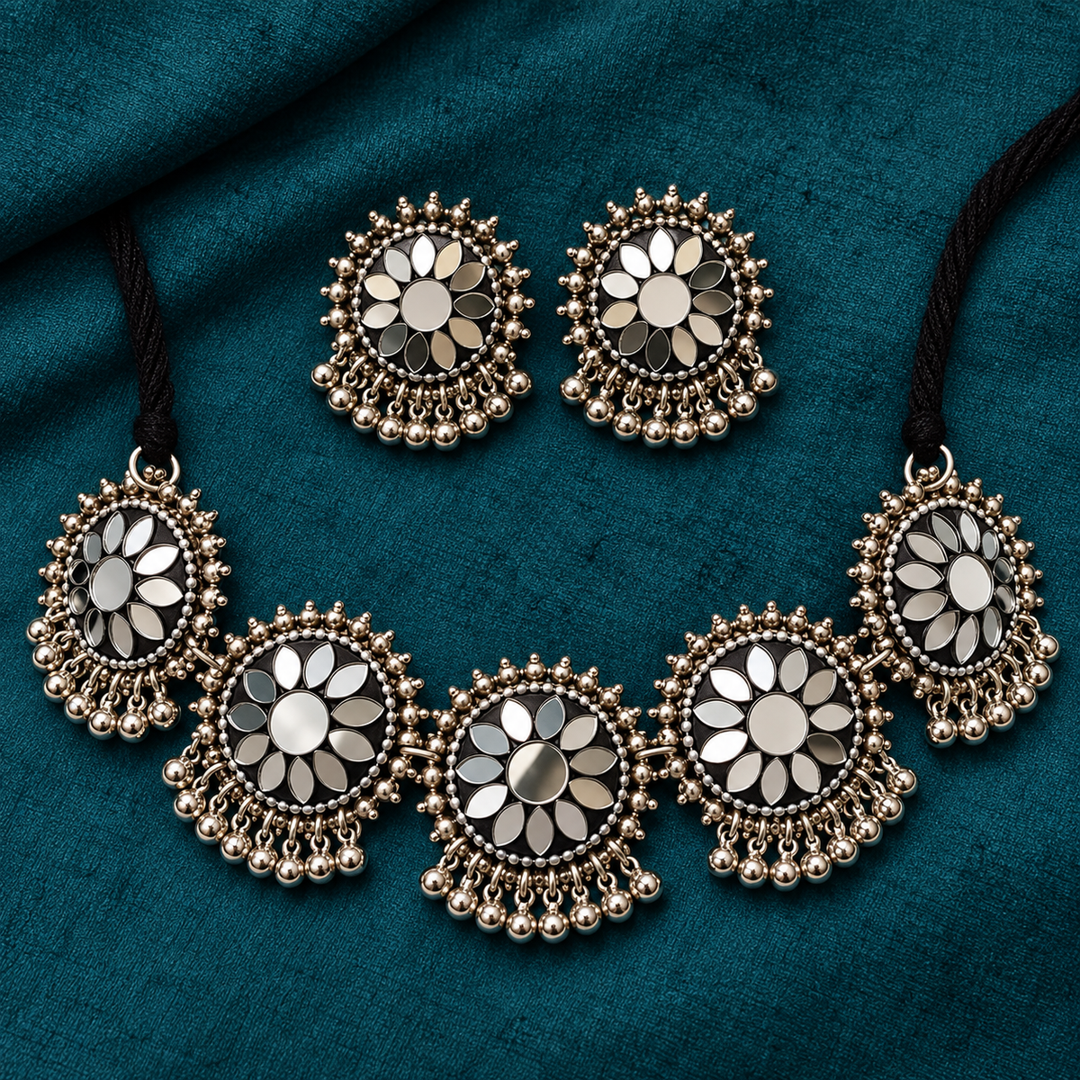 Aaina Phool Mirror Choker Set | MyJhumki